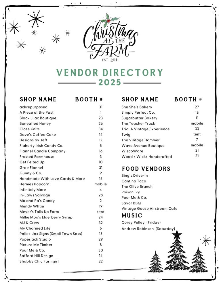 Christmas at the Farm Directory & Map - Meyer’s Pet Care